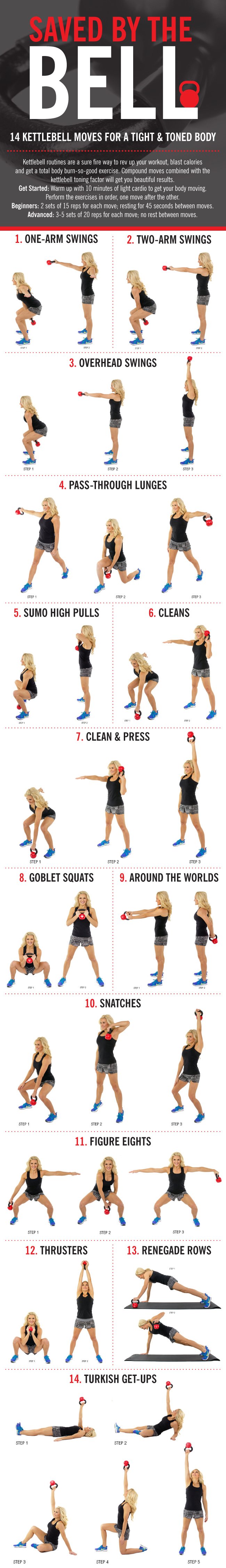 14 Simple Kettlebell Exercises For A Tight And Toned Body (INFOGRAPHIC